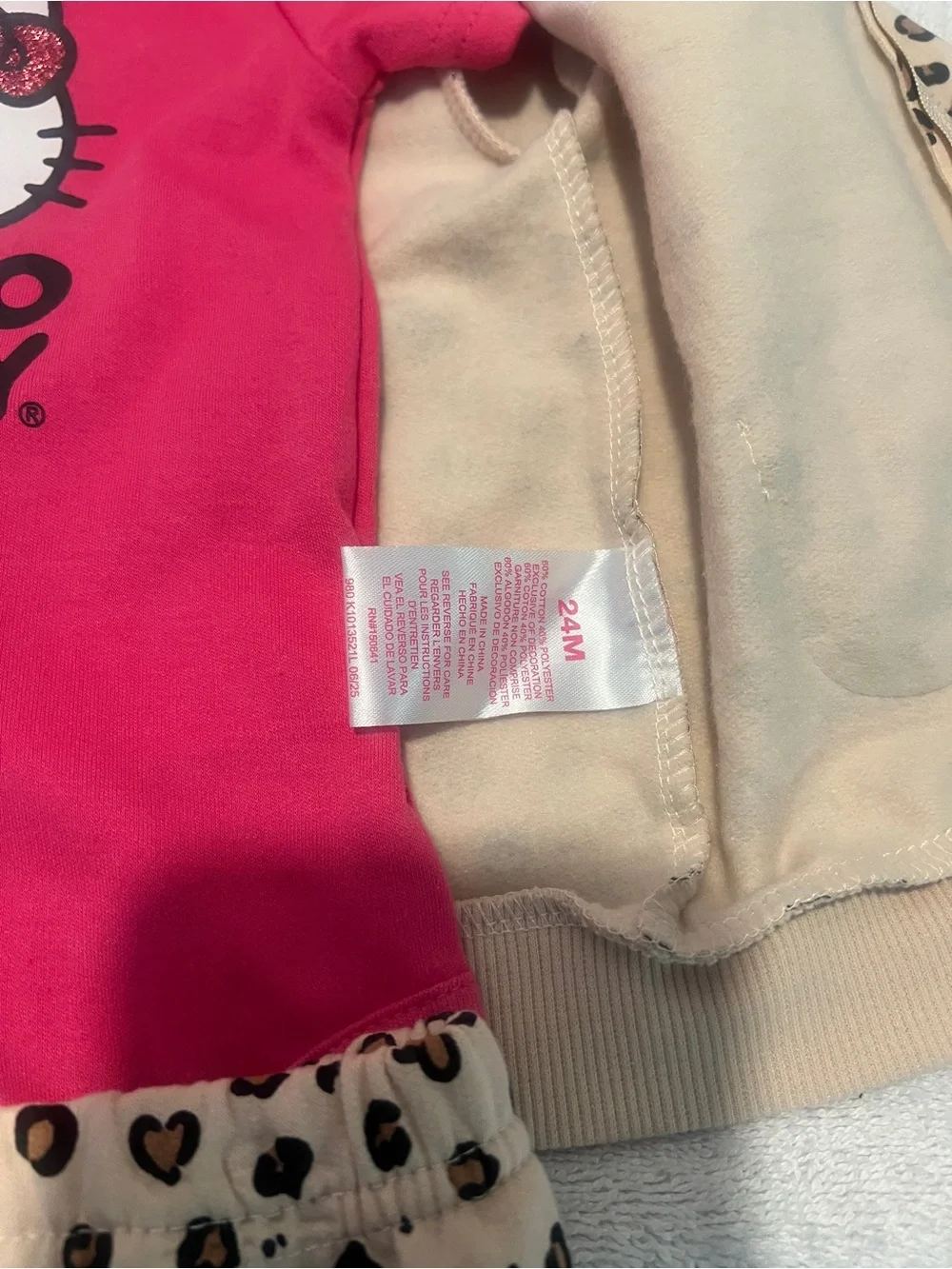 Hello Kitty Hot Pink Graphic Onesie  24 months 3 piece with Leopard  Set